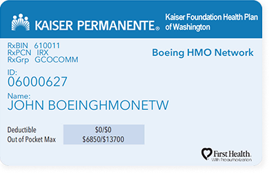 Boeing HMO Network member ID card
