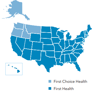 map of First Choice Health network and First Health network